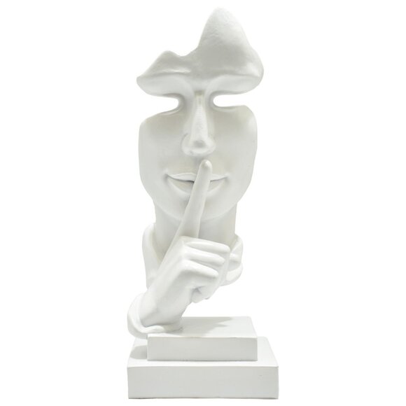 Adam & Friends Home Decor Silence Is Golden Sculpture | 1-Piece | White - Picture 1 of 5